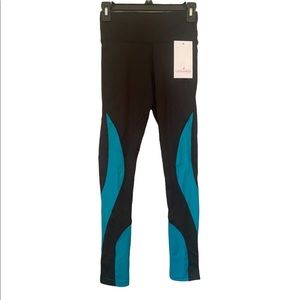 Leggings Park Black and Turquoise High Waisted Leggings